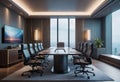 Modern executive room for high-level meetings and conferences, stylish desk and office chairs, Conference room