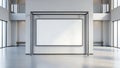 Modern Exhibition Hall with Blank White Billboard Mockup Royalty Free Stock Photo
