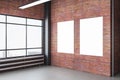 Modern exhibition hall room with two empty banners Royalty Free Stock Photo