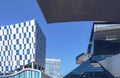 Modern exterior of Busan`s buildings on sunny day