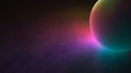 Abstract background with glowing sphere illuminating a textured surface in shades of purple pink and teal color Royalty Free Stock Photo