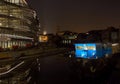 Modern facade at blue hour, Newest landmark in Ghent Belgium