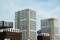 Modern facades of skyscrapers against a clear sky