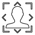 Modern face recognition icon, outline style