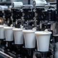 Modern facility featuring an automated production line for yogurt cup filling Royalty Free Stock Photo