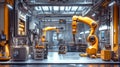 In a modern facility, robots efficiently work together, assembling complex products while creating a harmonious blend of Royalty Free Stock Photo