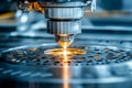 In a modern factory, advanced technology and automation are integral to the precision machining process Royalty Free Stock Photo