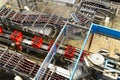 modern factory in the food industry - beer brewery - conveyor belt with beer bottles and machines for production Royalty Free Stock Photo