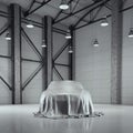 Modern factory loft hangar with photo studio. 3d rendering
