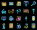 Modern fake news icons set vector neon Royalty Free Stock Photo