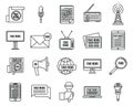 Modern fake news icons set, outline style Royalty Free Stock Photo