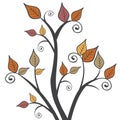 Modern Fall Autumn Leaves Branches Square Illustration