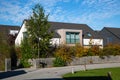 Modern wooden house in housing estate, Germany Royalty Free Stock Photo