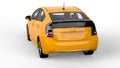 Modern family hybrid car yellow on a white background with a shadow on the ground. 3d rendering. Royalty Free Stock Photo