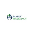 Modern FAMILY PHARMACY Leaf People logo design Royalty Free Stock Photo