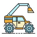 Modern farm excavator icon color outline vector Royalty Free Stock Photo