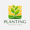 Modern farm plant landscape logo design. Illustrative farming nature leaf logo.