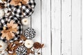 Modern farmhouse autumn side border over a white wood background