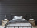 Modern farmhouse bedroom. 3d render Royalty Free Stock Photo