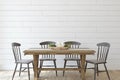 Modern farmhouse dining-room. 3d render Royalty Free Stock Photo