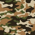 Modern fashion vector trendy camo pattern.Classic clothing style masking camo repeat print. Green brown black olive