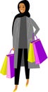 Illustration Arab Woman in Hijab with Shopping Bags