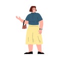 Modern fashionable chubby woman cartoon flat vector illustration isolated.