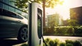 Modern fast electric vehicle car chargers. EV car charging station