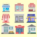 modern fast food restaurant and shop buildings, vector