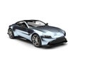 Modern fast luxury sports car in blue pearl metallic coat of paint