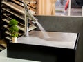 Modern faucet with diffuser for bathrooms with flowing water.