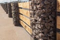 Modern Fence Made From Metal Siding And Profile Sheet Like As Wooden fence made of horizontal boards with stone pillars. The pilla