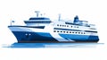 Modern Ferry Vector Illustration In Indigo Style Royalty Free Stock Photo