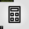 Cryptocurrency icon calculator set line version. Modern computer network technology sign and symbol