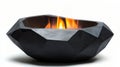 Modern Black Fire Bowl with Flames Royalty Free Stock Photo