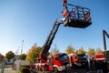 Modern fire fighter truck equipped with the latest tools for rescue operations