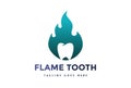 Modern Fire Flame Tooth for Dental or Dentist Logo Design Vector