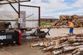 Modern firewood processor in operation