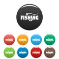 Modern fish hook icons set color