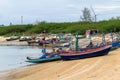 Modern fishing boat on harbor in Thailand Royalty Free Stock Photo