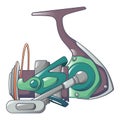 Modern fishing coil icon, cartoon style