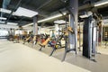 Modern fitness hall with a bench