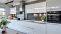 modern fitted kitchen units within a new home, AI Generative Royalty Free Stock Photo