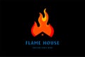 Modern Flame Fire House for Firefighter Extinguisher or Energy Logo Design Vector Royalty Free Stock Photo