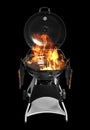 Modern flaming barbecue grill on background Royalty Free Stock Photo