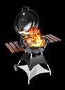 Flaming barbecue grill on black background Royalty Free Stock Photo