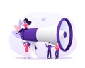 Modern flat advertising with megaphone people for promotion design. Icon for concept design. Digital social marketing Royalty Free Stock Photo