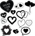 Modern flat black heart and love silhouette icons