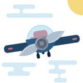 Modern flat cartoon illustration of front side of airplane.