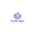 Modern flat colorful design PURR BED logo design